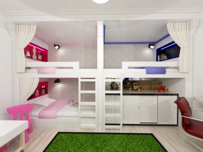 room design for three children of different sexes