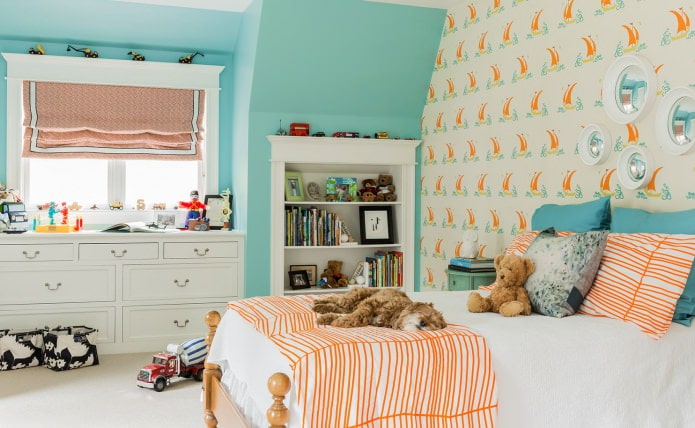 Tiffany color in the interior of a children's room