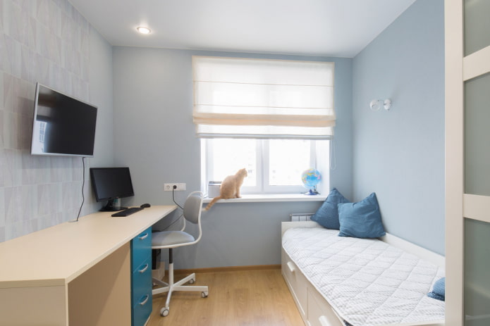 Children's room in blue tones