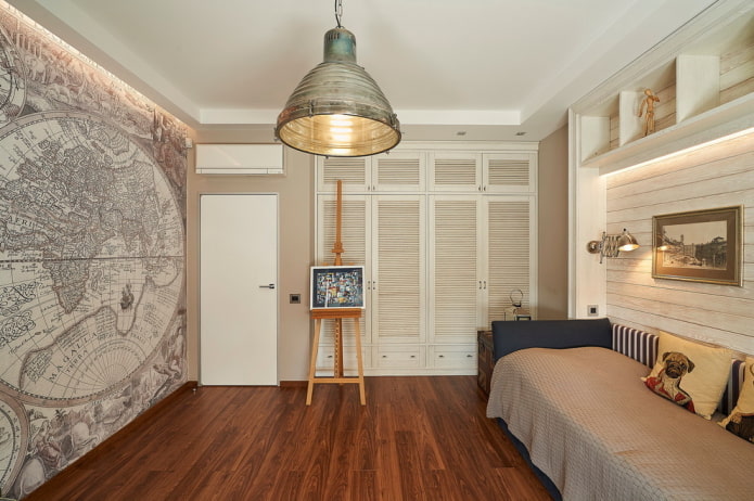 children's bedroom decoration in a marine style