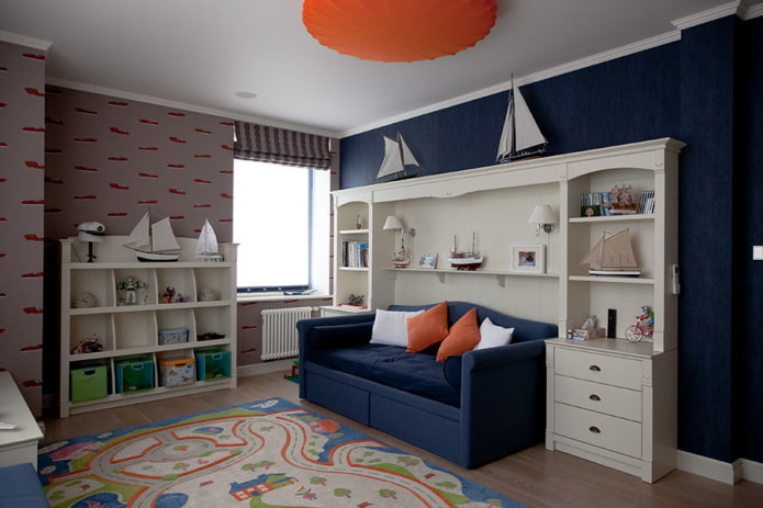 color scheme of a children's bedroom in a marine style