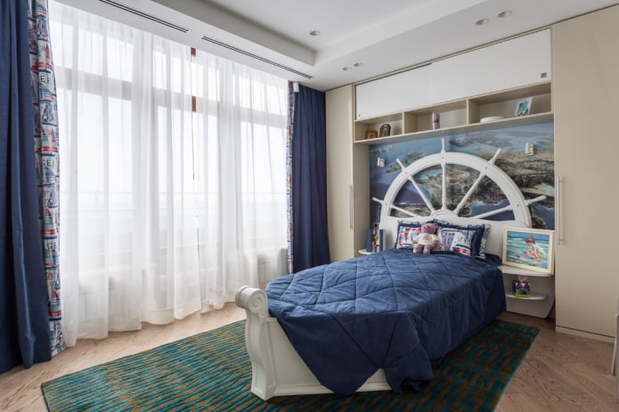 children's room interior for a boy in a marine style
