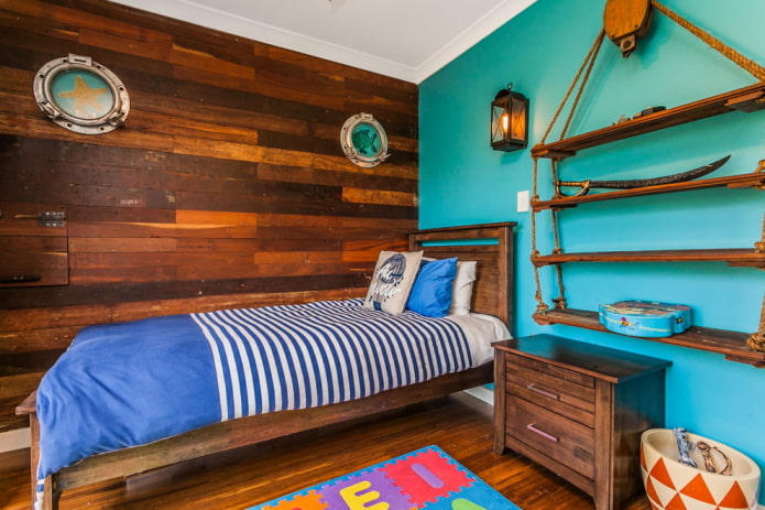 color scheme of children's bedroom in marine style
