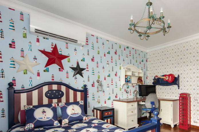 children's bedroom design in marine style
