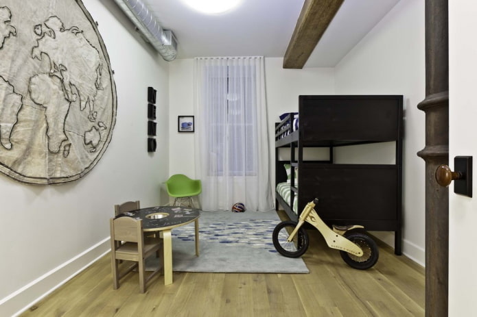 interior of a boy's nursery in loft style