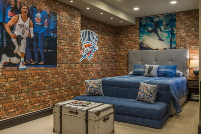 teenager room interior in loft style