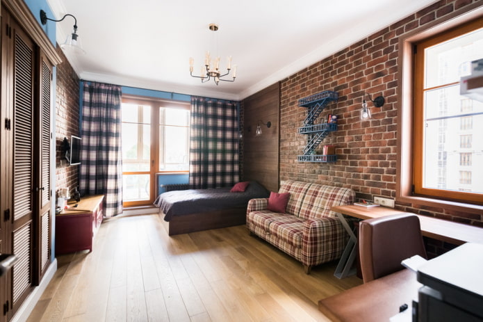 teenager room interior in loft style