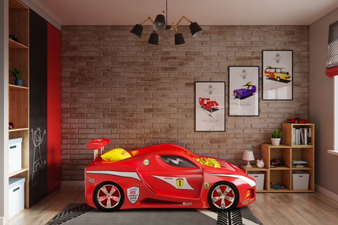 interior of a boy's nursery in a loft style