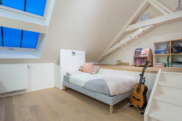 teenager's room interior in loft style