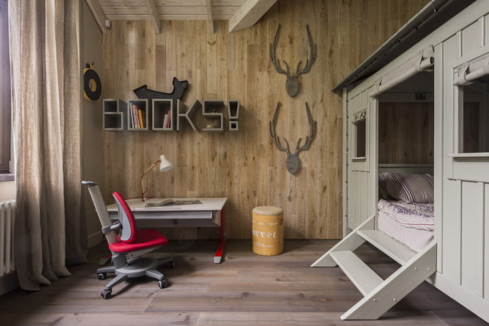 furniture in the interior of a children's room in an industrial style