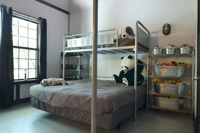 interior of a boy's nursery in a loft style