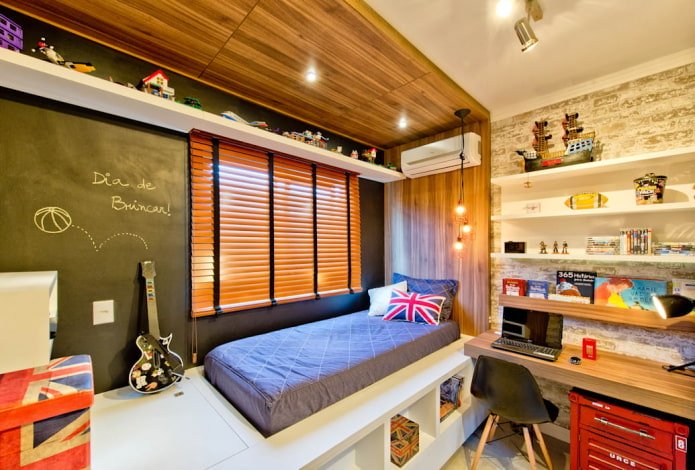lighting design in the interior of a children's room in an urban style