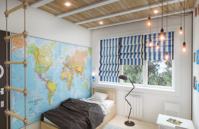 lighting design in the interior of a children's room in an urban style