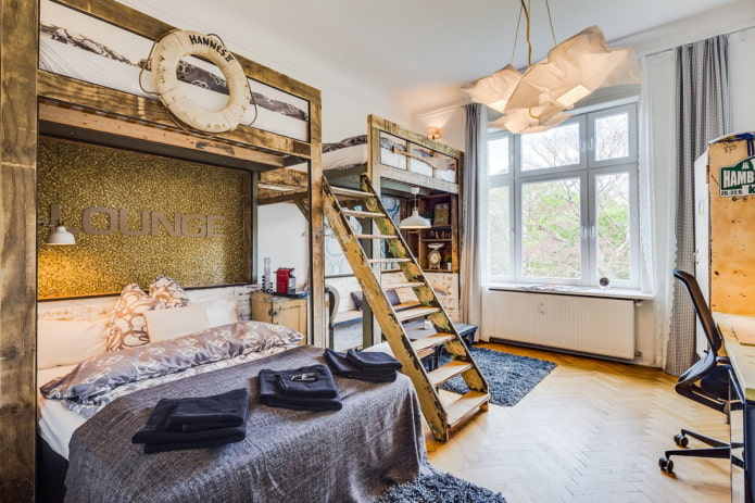 furniture in the interior of a children's room in an industrial style