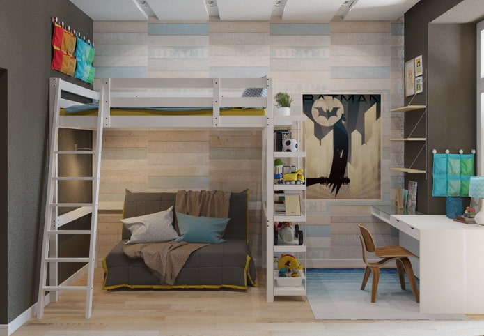 interior of a boy's nursery in a loft style