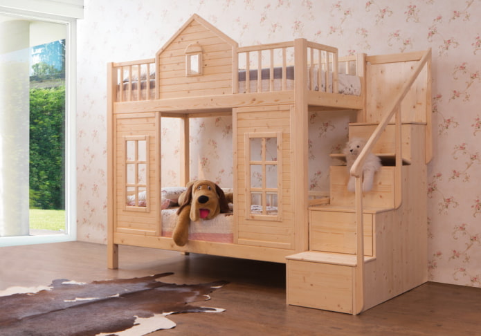 bunk bed-house in the children's room