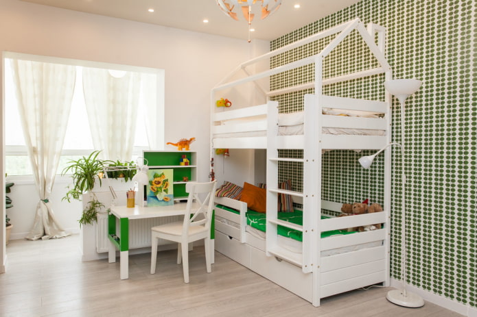 white bunk bed in a child's room
