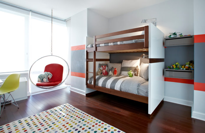 standard bunk bed in a children's room