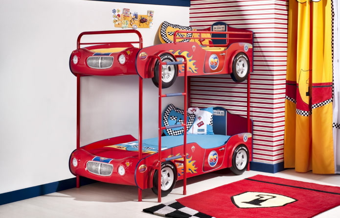bunk bed-car in the nursery