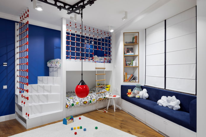 two-tier model in the children's room for boys