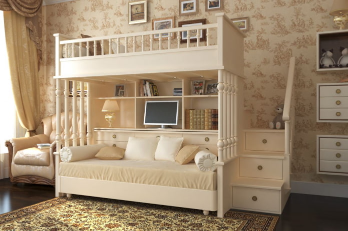 two-tier model in a children's room in a classic style