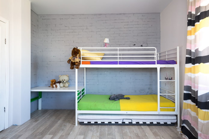 bunk metal bed in the nursery