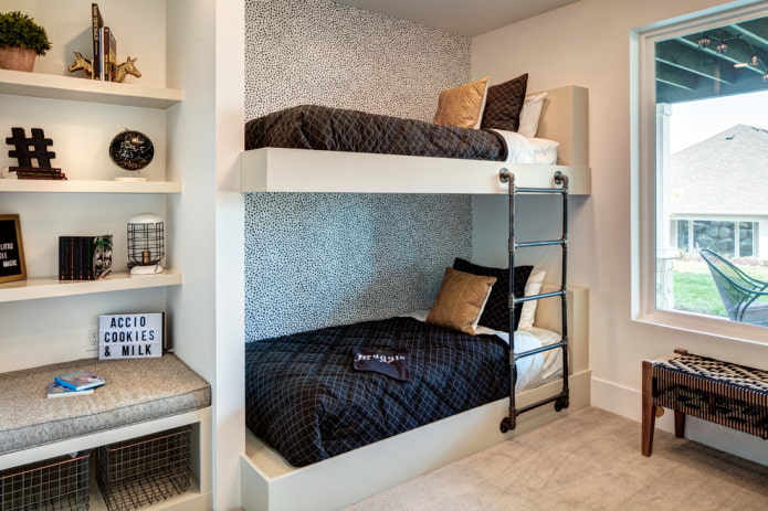 bunk model in a niche in a child's room