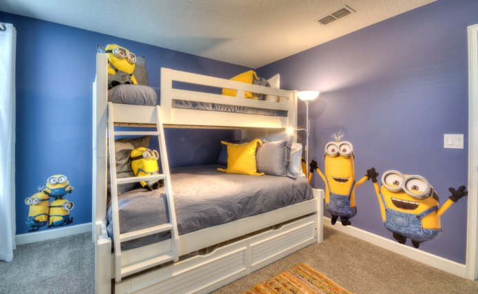 minions in a purple nursery