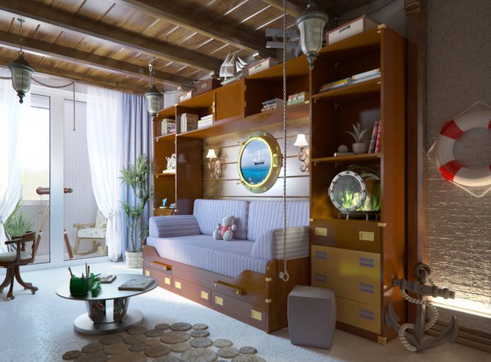 color scheme of children's bedroom in marine style