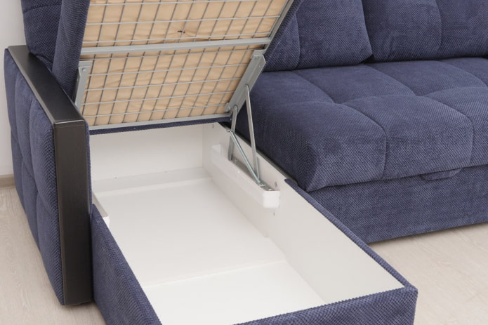 Sofa with a compartment for linen