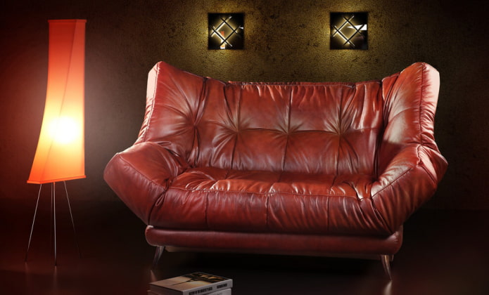 leather red sofa