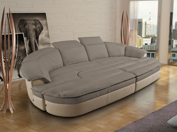 semicircular folding sofa in the interior