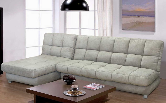 folding sofa with a chaise longue in the interior