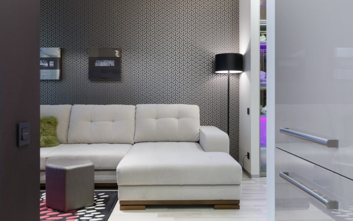 folding sofa with a chaise longue in the interior