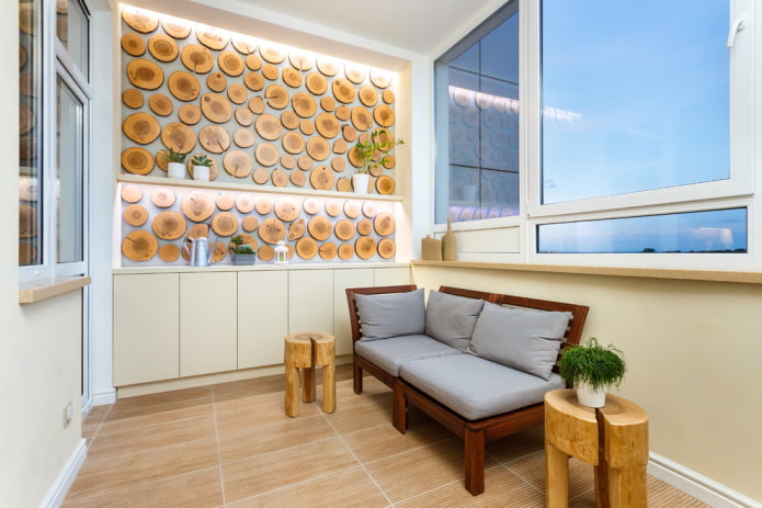 frame-based sofa in the loggia interior