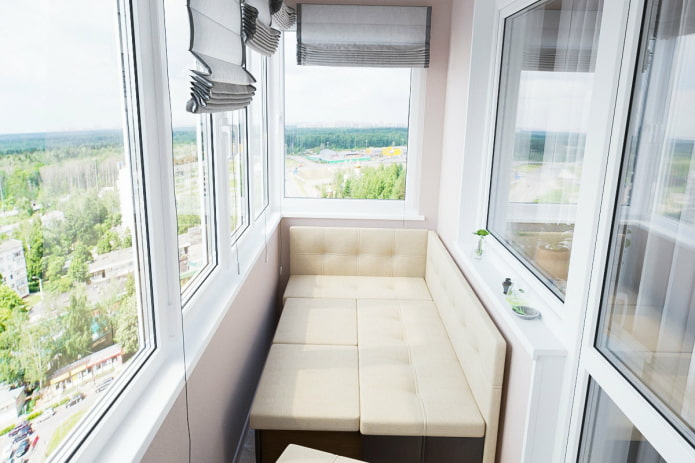 sofa bed in the interior of the loggia