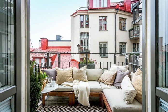 sofa on an open loggia
