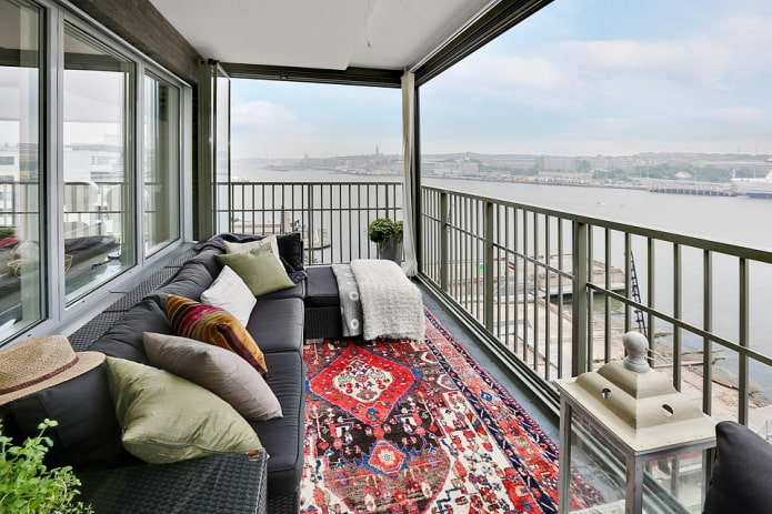 sofa on an open loggia