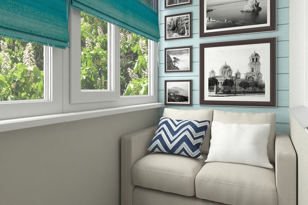Sofa for a balcony or loggia: types, design, shapes, placement options