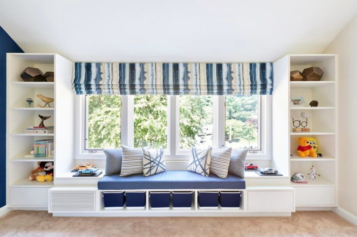 wide sofa under the window