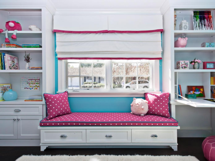 sofa under the window in the nursery