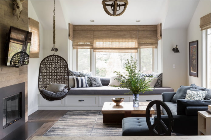 wide window in the living room