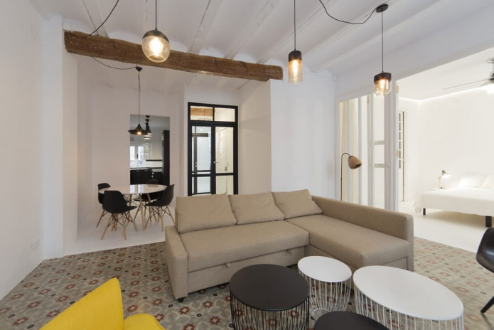 sofa model with an ottoman in the interior