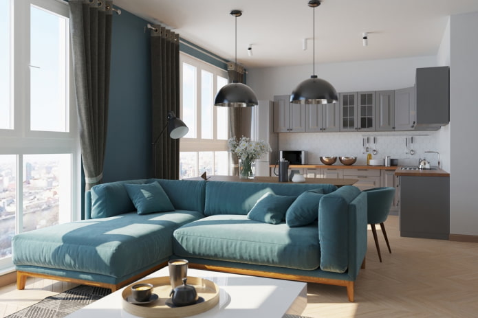 sofa model with an ottoman in the interior