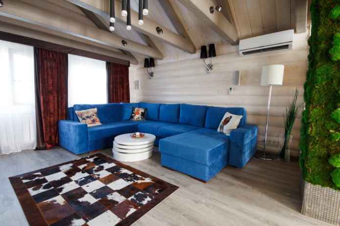 corner sofa model with an ottoman in the interior