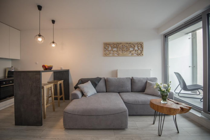 sofa model with an ottoman in the interior