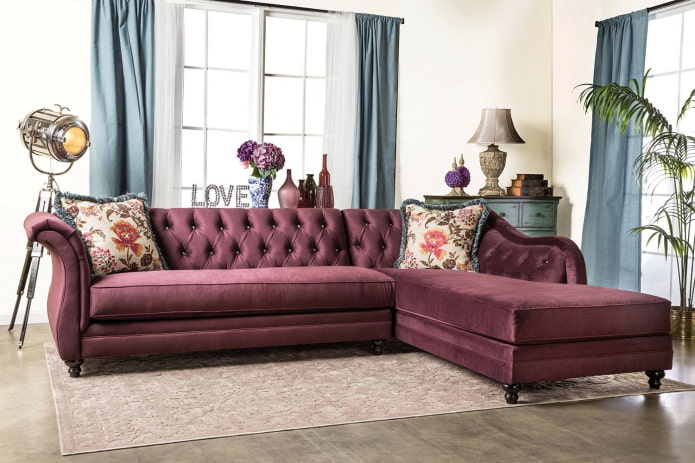 sofa model with an ottoman in the interior