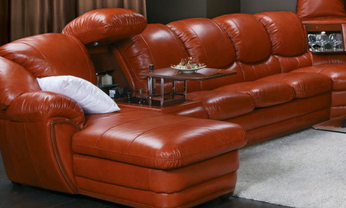 sofa model with an ottoman in the interior