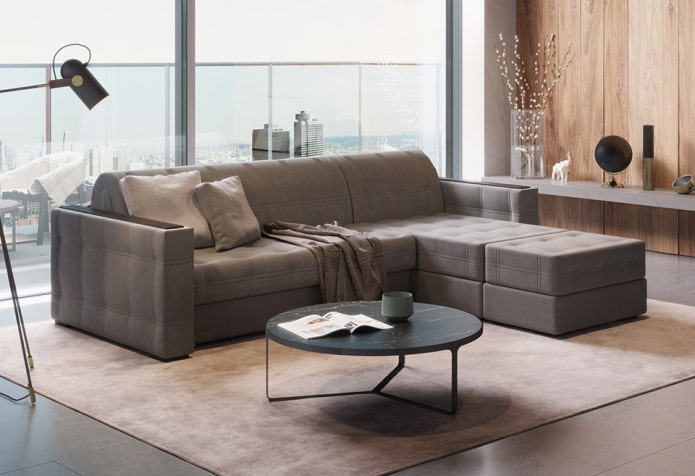 sofa model with an ottoman in the interior