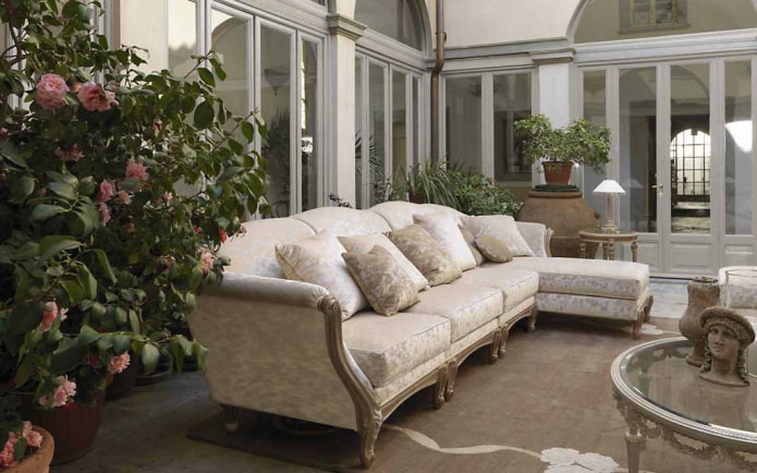 sofa model with ottoman in a classic style